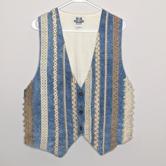 D.D. Designs Jackets & Blazers - Vintage D.D. Designs Lace Crochet Denim Vest S